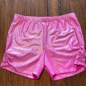 Danskin now girls sparkle Barbie pink stretch, hot booty shorts size 12 14 XL